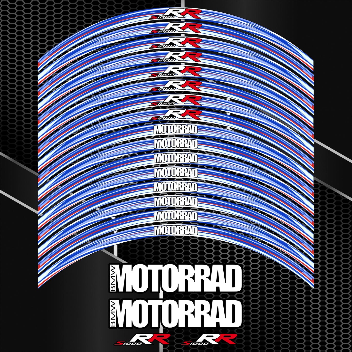 BMW S1000RR motorcycle wheel decals rim stickers stripes M Sport Performance