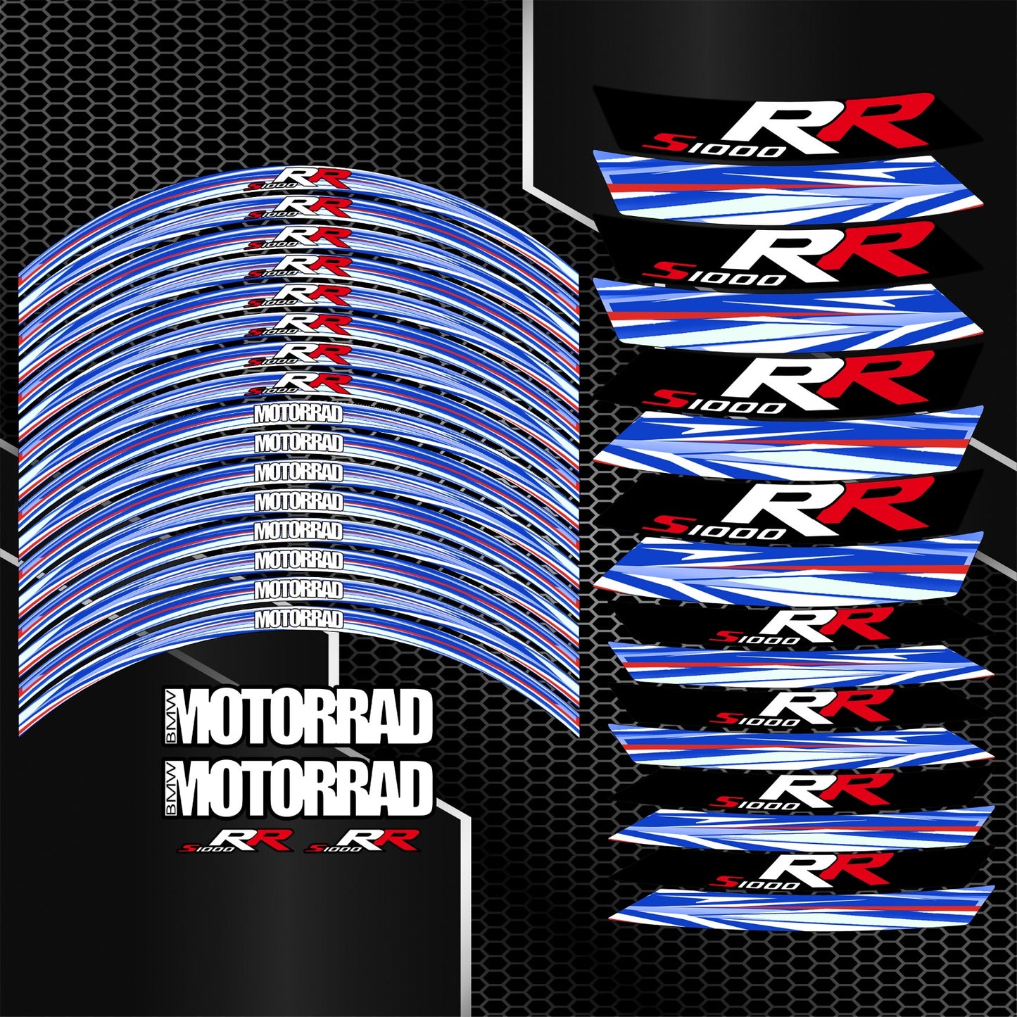 BMW S1000RR motorcycle wheel decals rim stickers stripes M Sport Performance