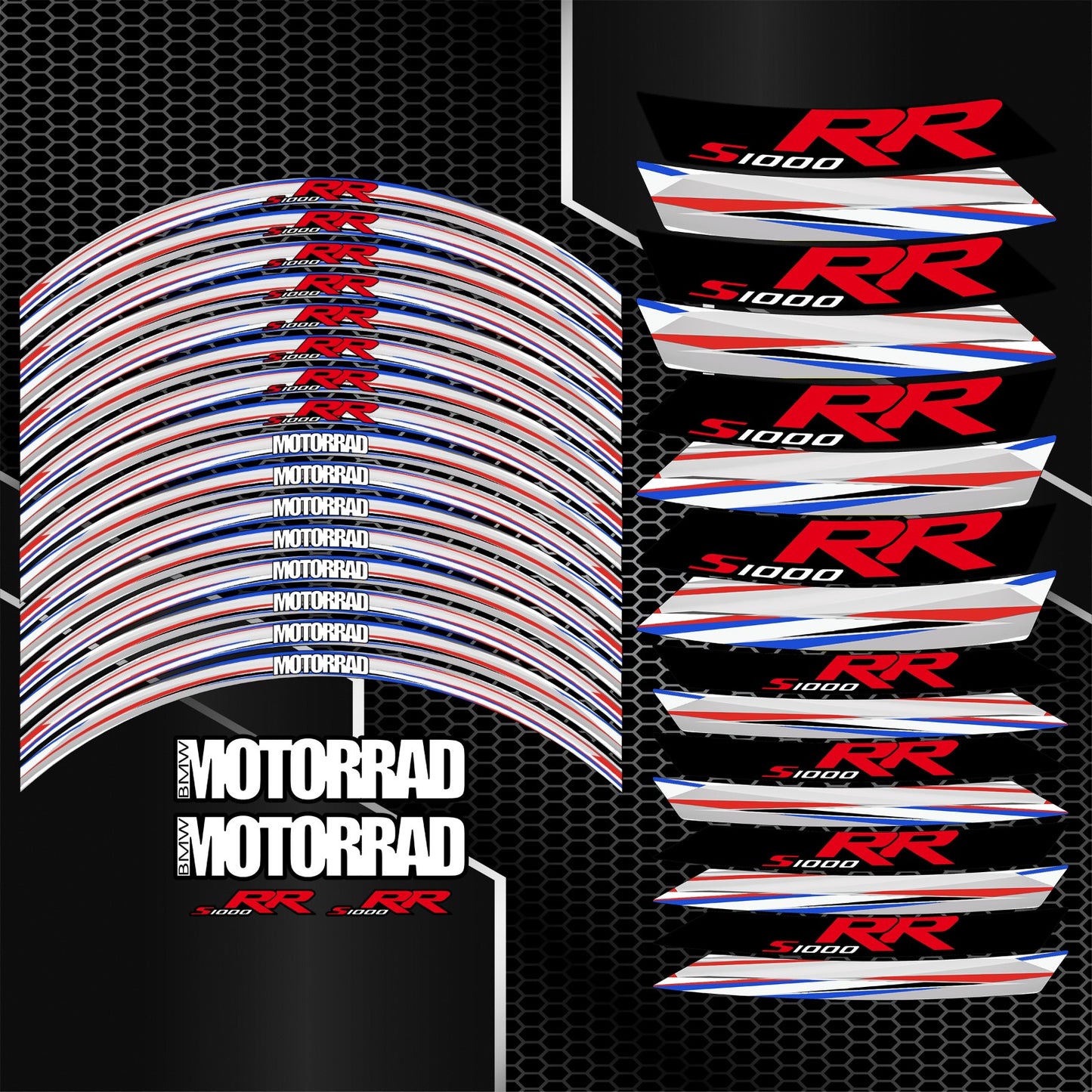 BMW S1000RR motorcycle wheel decals rim stickers stripes M Sport