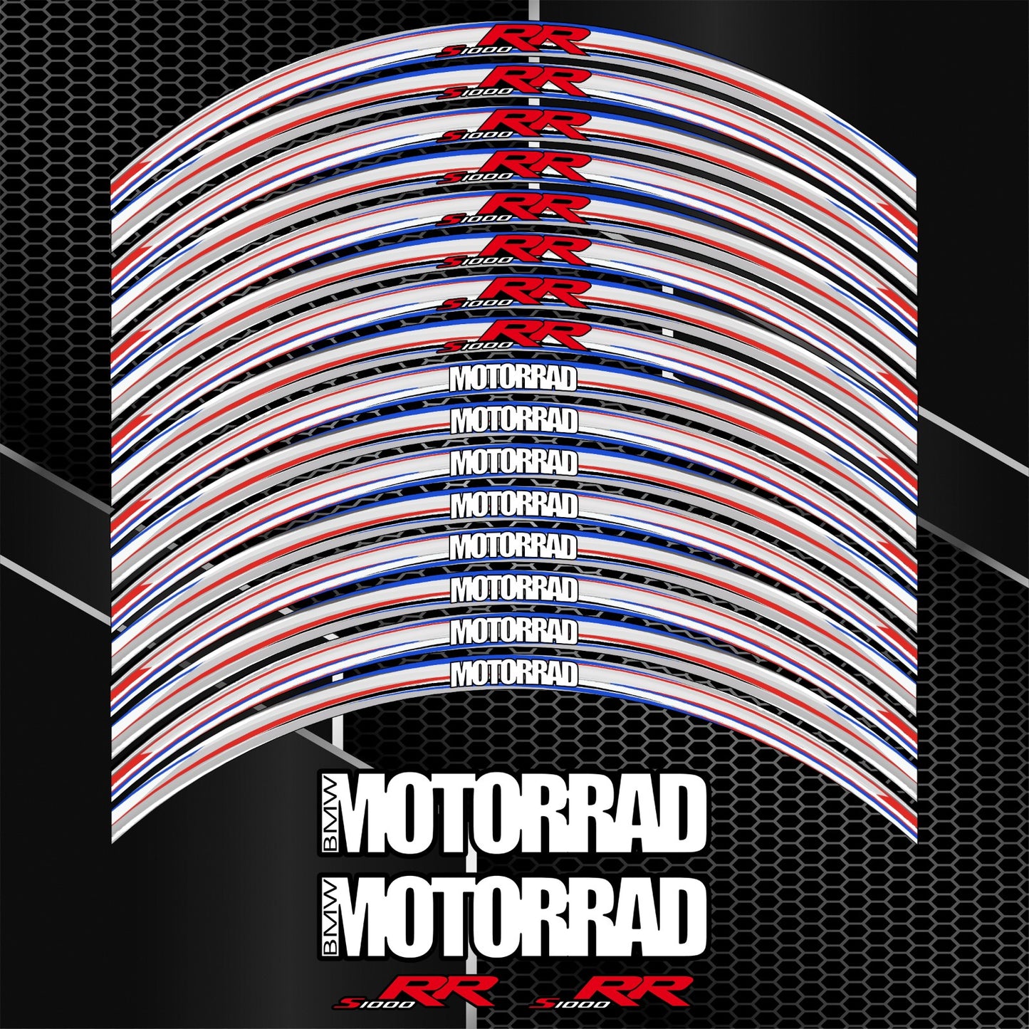 BMW S1000RR motorcycle wheel decals rim stickers stripes M Sport