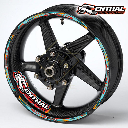 RENTHAL Chain Style Motorcycle Rim Stickers – Wheel Decal Stripes Universal Yamaha Kawasaki