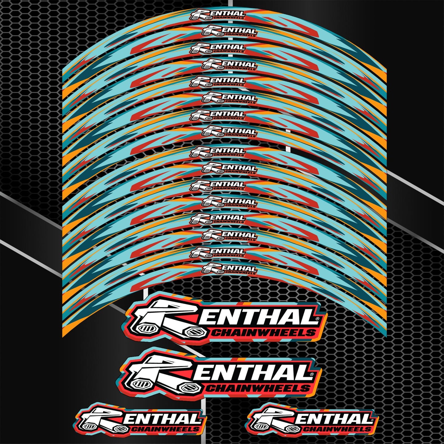 RENTHAL Chain Style Motorcycle Rim Stickers – Wheel Decal Stripes Universal Yamaha Kawasaki