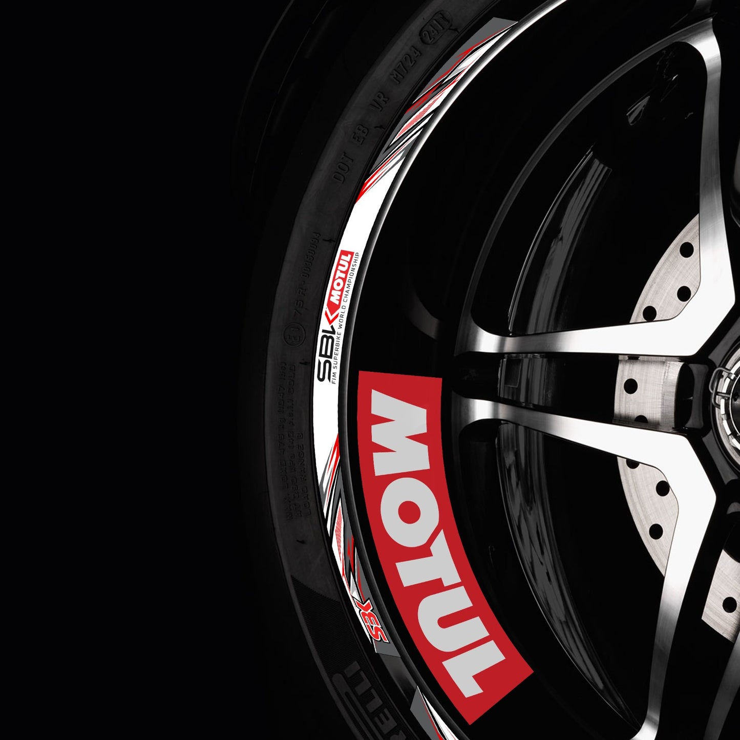 MOTUL SBK Motorcycle Rim Stickers – Wheel Decal Stripes for Honda, Kawasaki, Yamaha, BMW