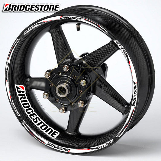 BRIDGESTONE Motorcycle Wheel Rim Decals – Stripe Stickers for Honda, Yamaha, Kawasaki, BMW
