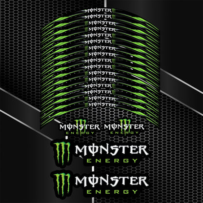 Monster Energy Motorcycle Wheel Decals – Black Rim Stickers