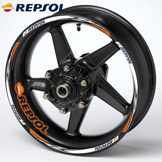 Repsol Motorcycle Wheel Decals | Rim Stickers & Stripes for Honda, Yamaha, Suzuki, Kawasaki