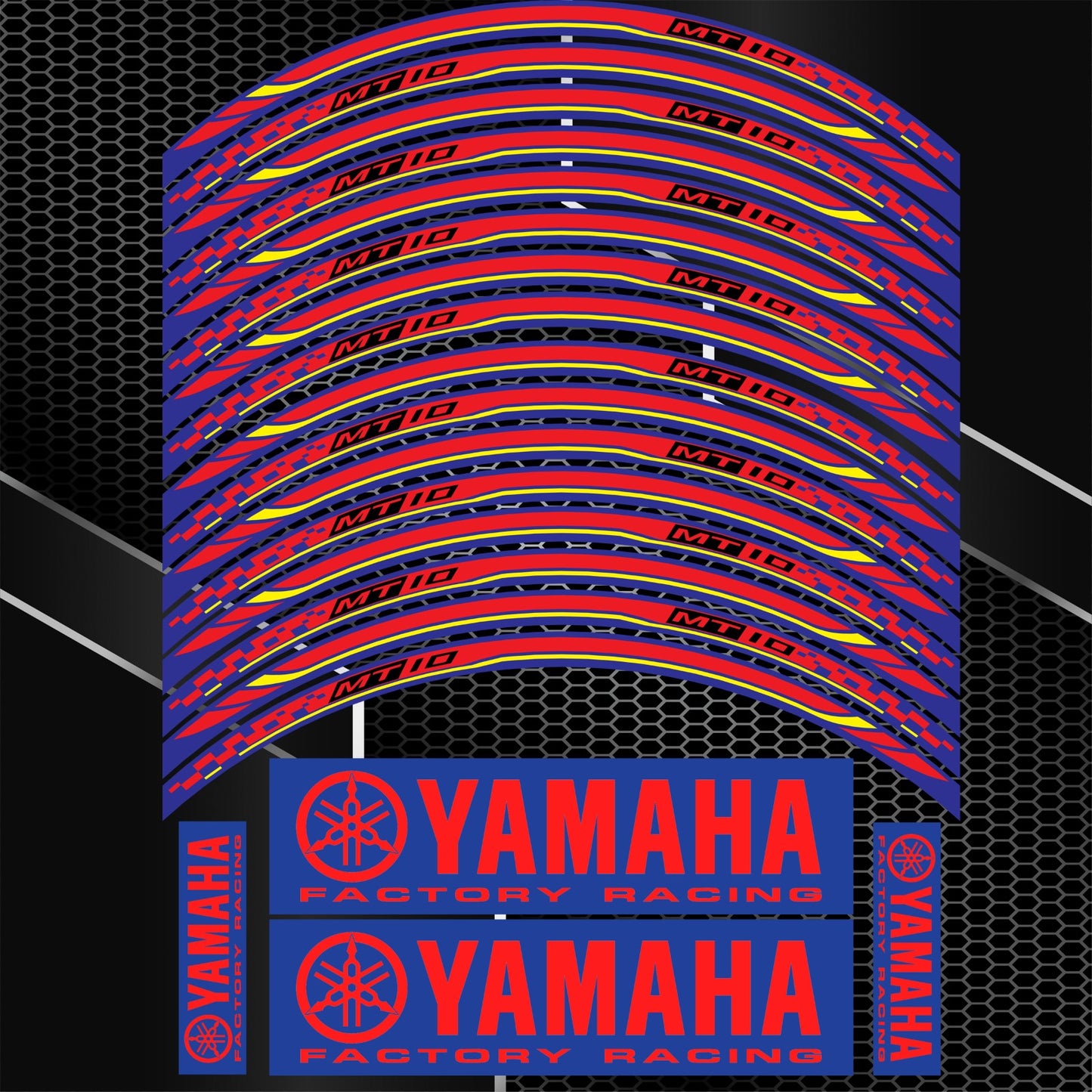 Yamaha MT-10 Wheel Decals | Motorcycle Rim Stickers & Stripes