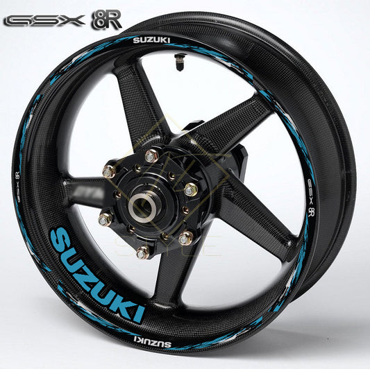 Suzuki GSX-8R Wheel Decals | Motorcycle Rim Stickers Stripes Iconic Blue