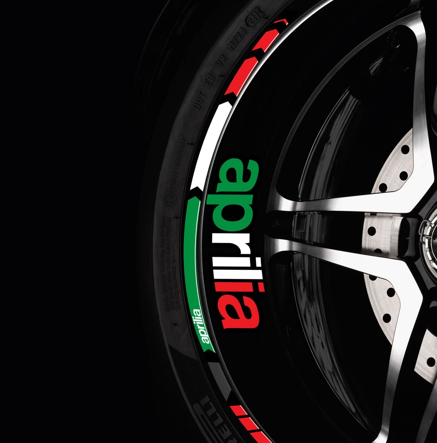 APRILIA Wheel Rim Decals – Stripe Stickers for RSV4, RS Models, Italy Edition Motorcycles