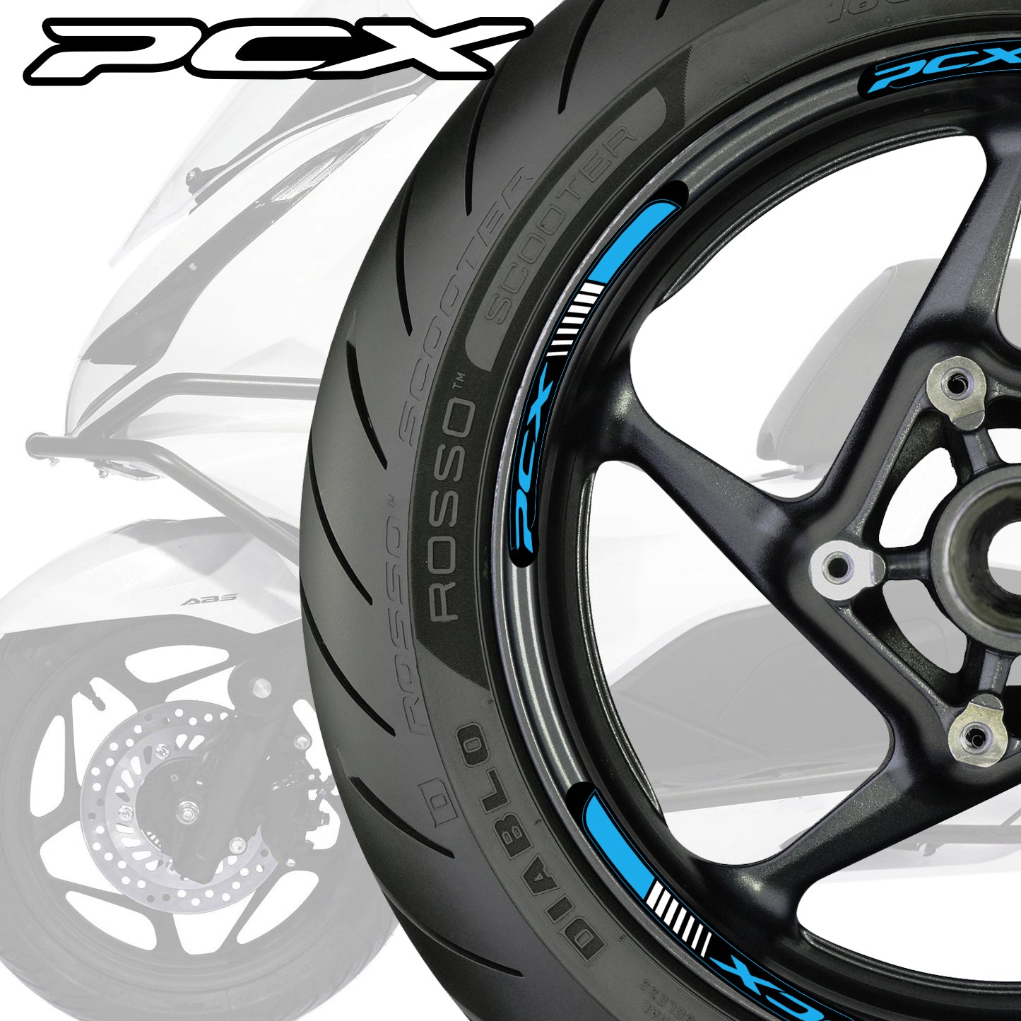 HONDA PCX Wheel Decals – Scooter & Motorcycle Rim Stripes Stickers (49cc 125cc 150cc 160cc)