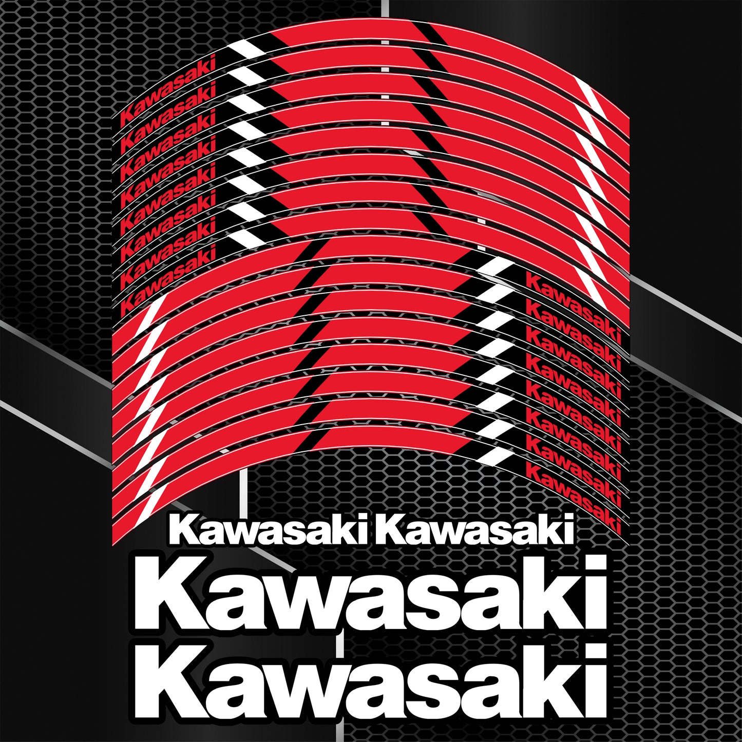 Motorcycle Rim Stickers – Kawasaki Ninja Wheel Decals for ZX-6R, ZX-10R, H2, H2R, 400