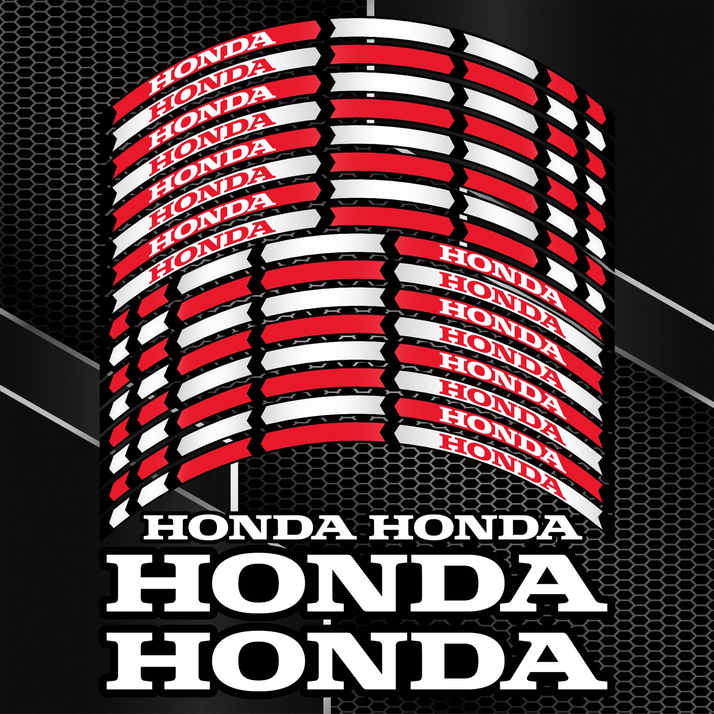 Motorcycle Rim Stickers – Honda CBR Fireblade Wheel Decals HRC Stripes