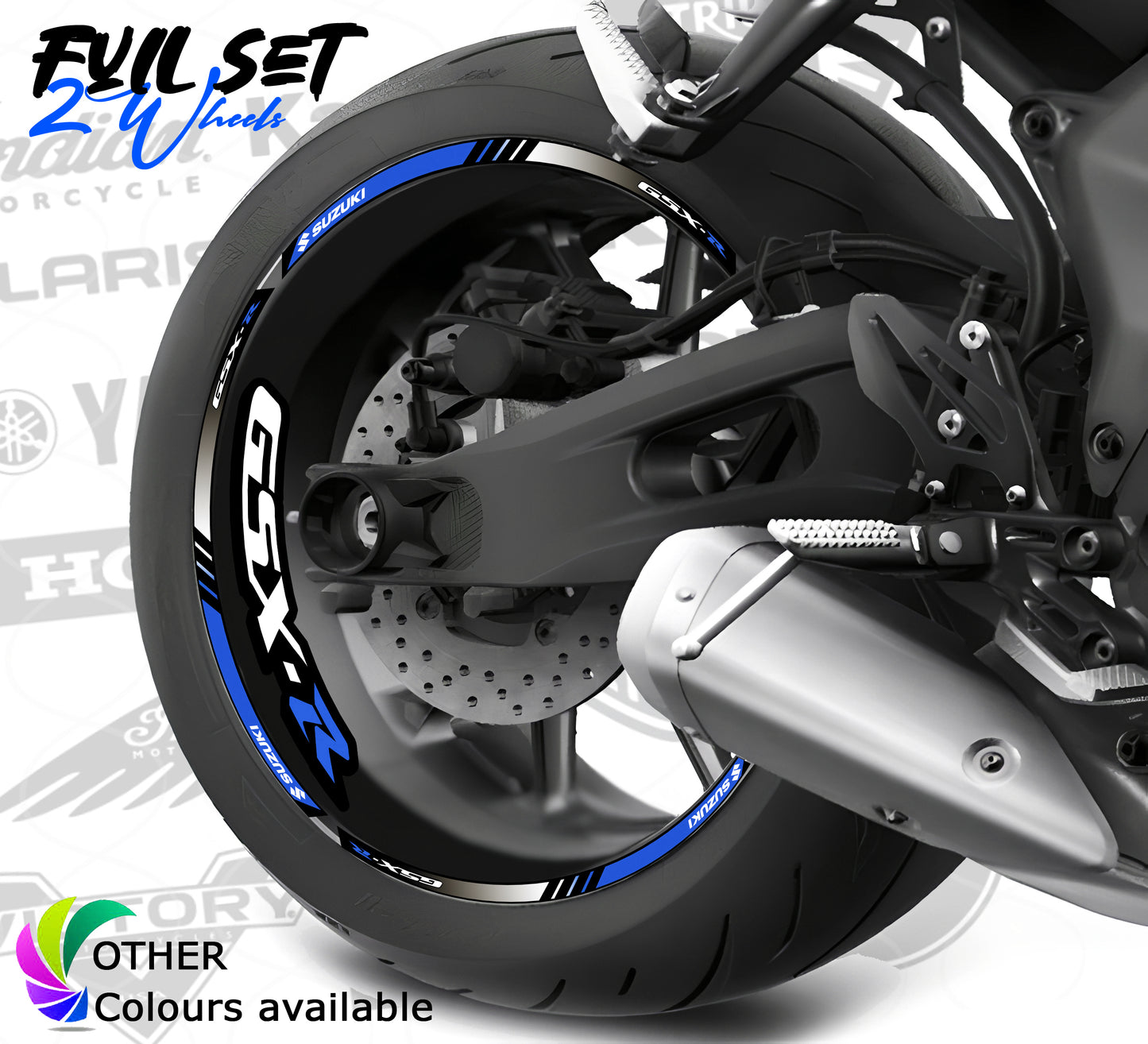 Suzuki GSX-8R Wheel Decals | Motorcycle Rim Stickers Stripes