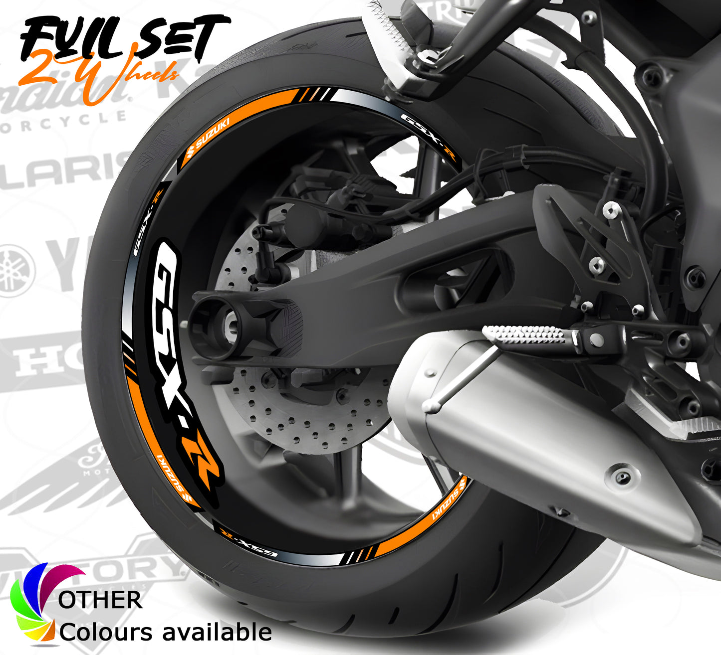 Suzuki GSX-8R Wheel Decals | Motorcycle Rim Stickers Stripes