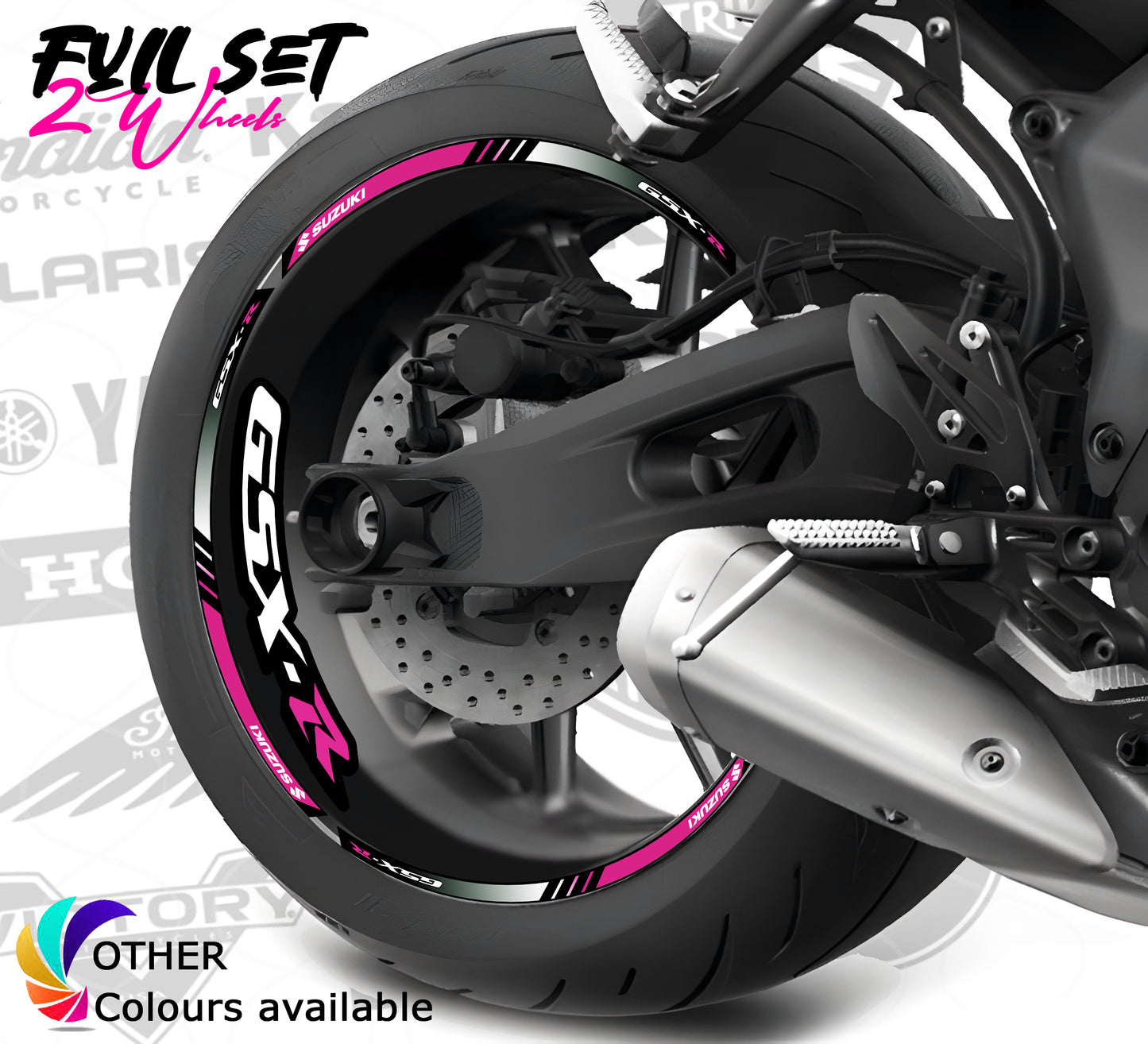 Suzuki GSX-8R Wheel Decals | Motorcycle Rim Stickers Stripes