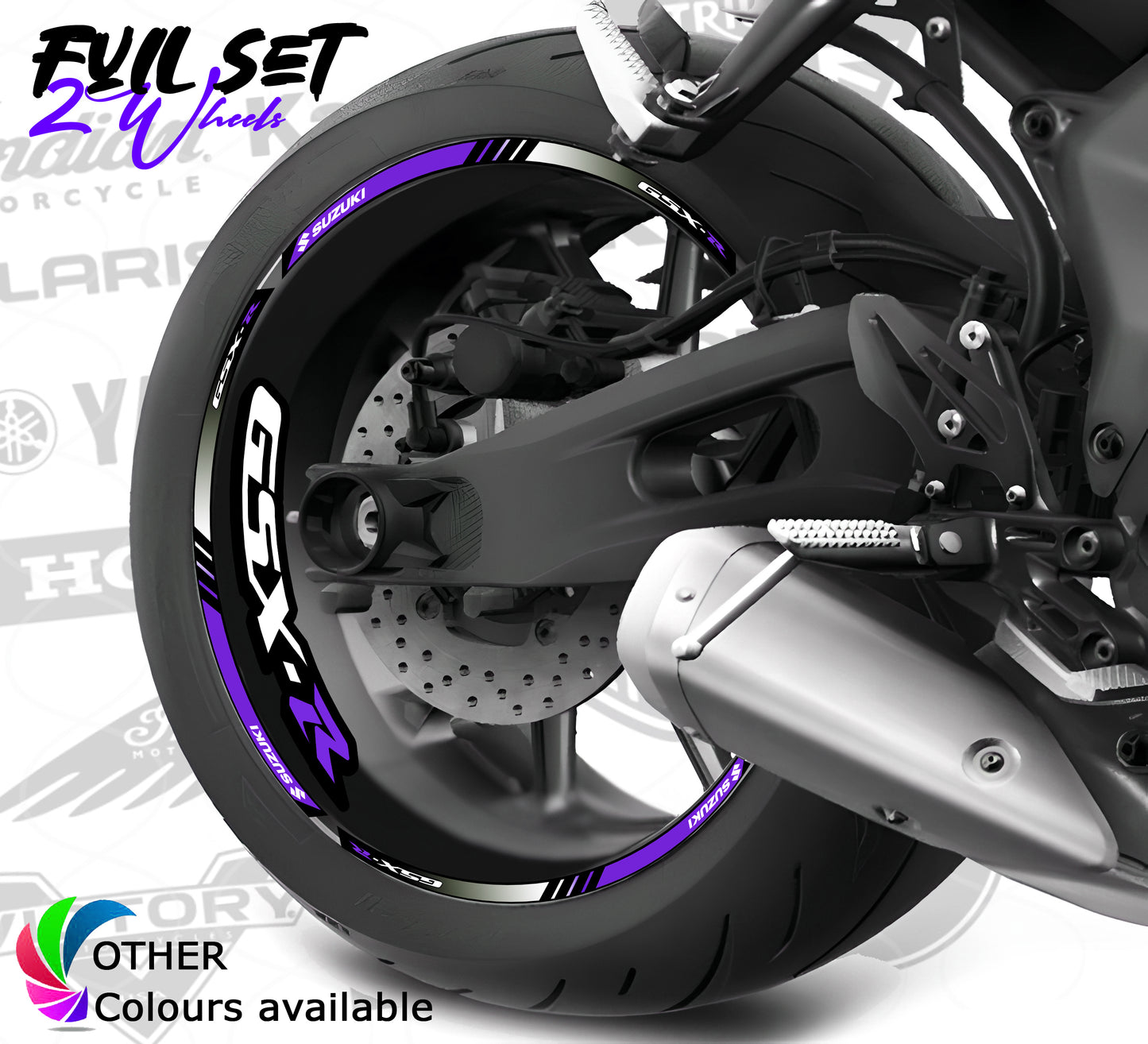 Suzuki GSX-8R Wheel Decals | Motorcycle Rim Stickers Stripes