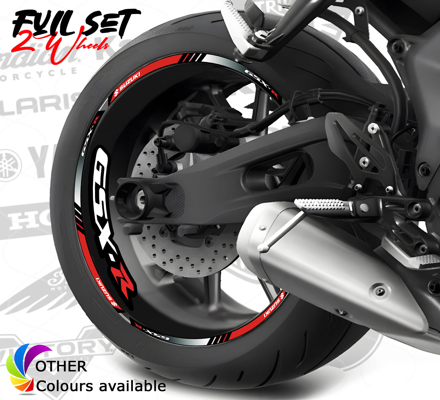 Suzuki GSX-8R Wheel Decals | Motorcycle Rim Stickers Stripes