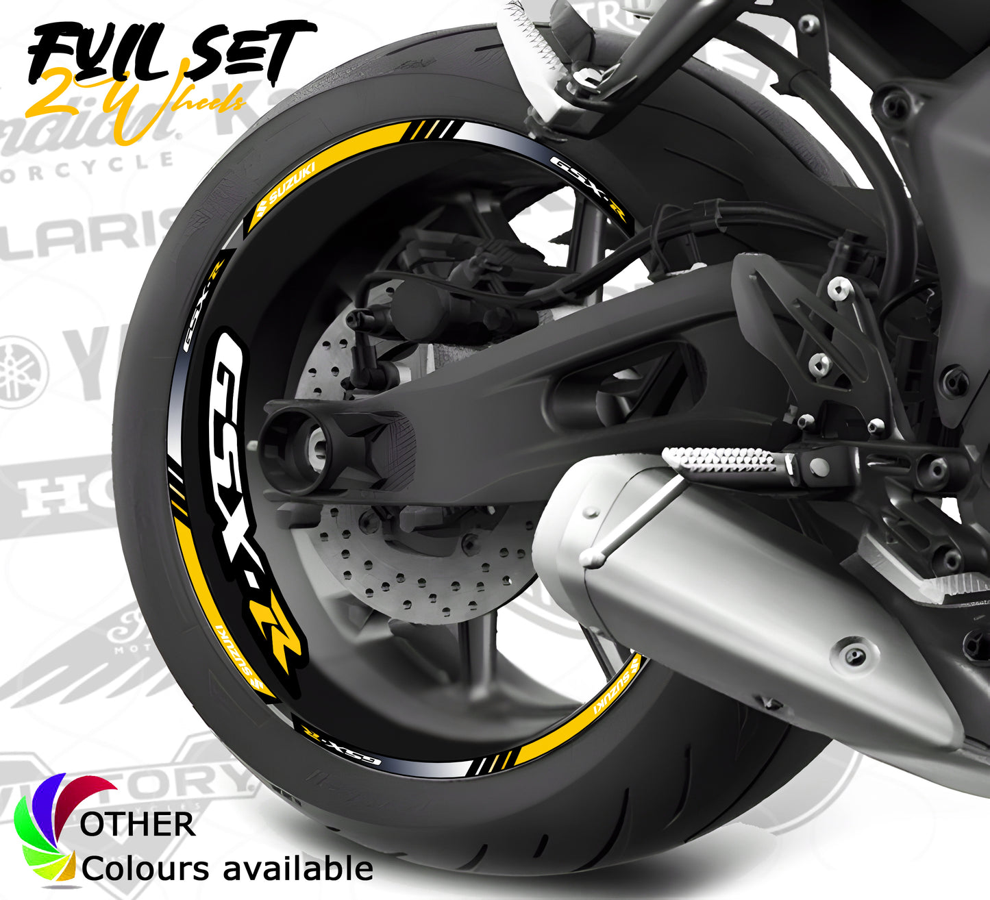 Suzuki GSX-8R Wheel Decals | Motorcycle Rim Stickers Stripes