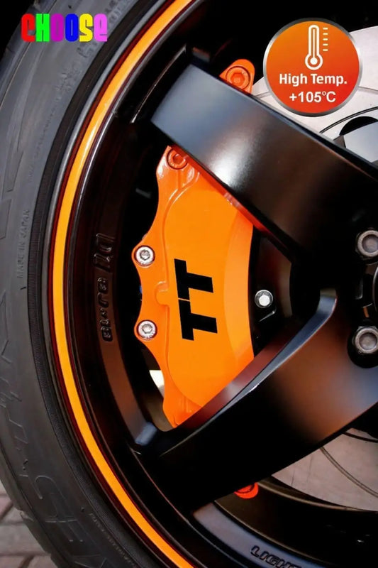 Audi TT brake caliper stickers, red, 6 pcs., attached to the calipers