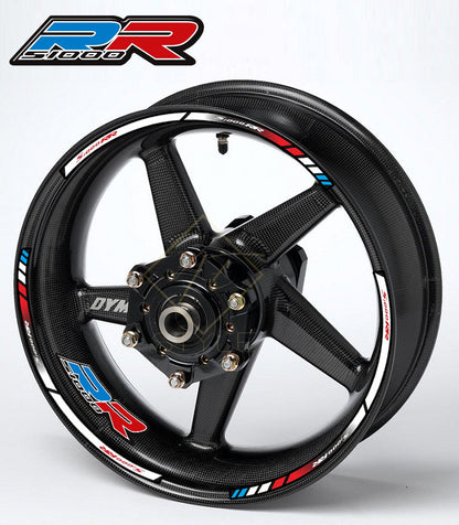 BMW S1000RR wheel decals – 16pcs rim stickers kit with M Sport stripes for 17" black wheels