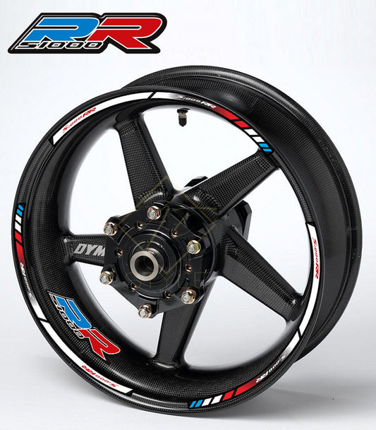 BMW S1000RR wheel decals – 16pcs rim stickers kit with M Sport stripes for 17" black wheels