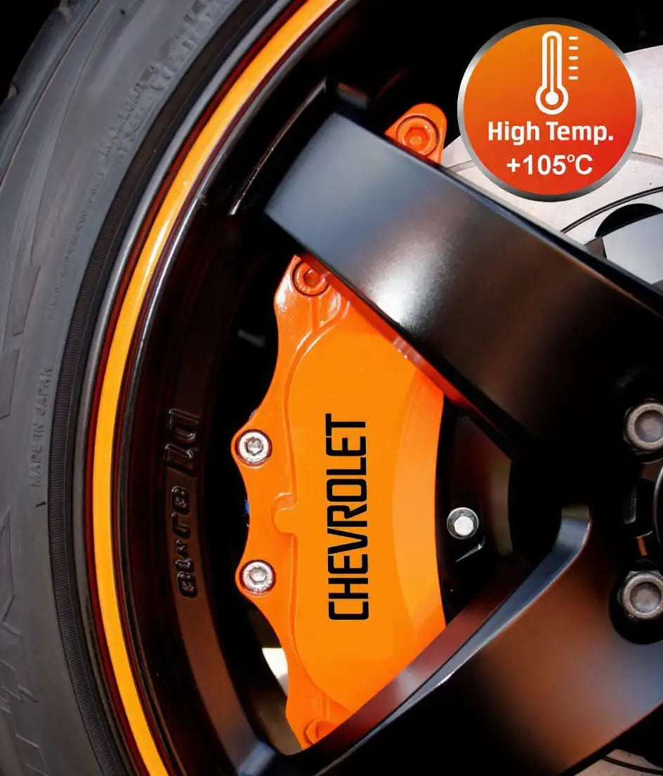 Chevrolet brake caliper stickers, red, 6 pcs., attached to the calipers