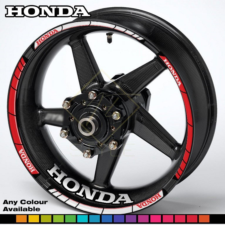 HONDA Fireblade Any Colour wheel decal kit – 20 stickers for 2 wheels, 10mm thick, glossy finish, mirrored graphics, fits all wheel colours