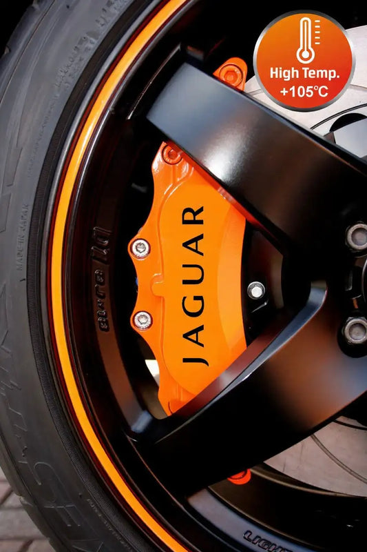 Jaguar brake caliper stickers, red, 6 pcs., attached to the calipers