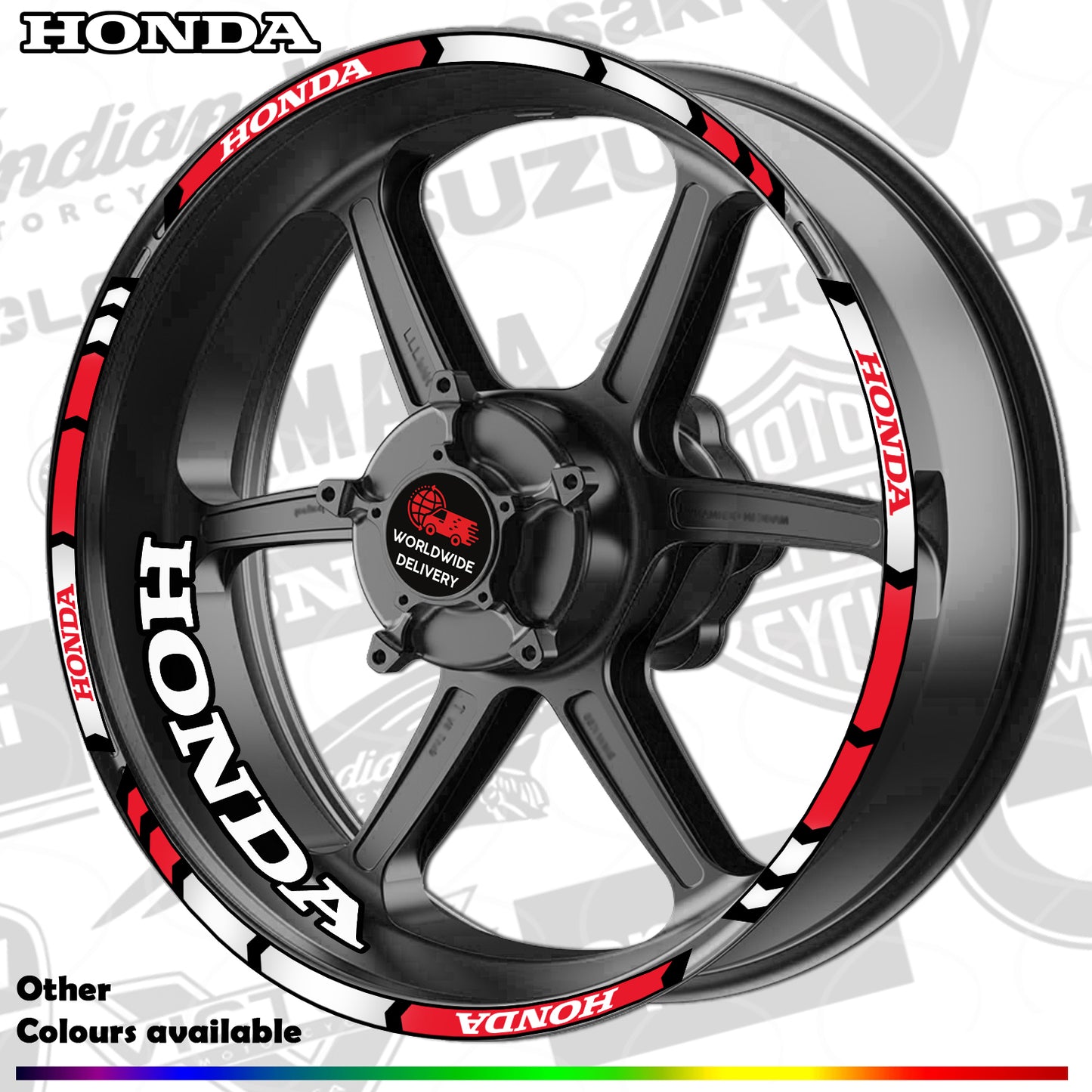 Motorcycle Rim Stickers – Honda CBR Fireblade Wheel Decals HRC Stripes