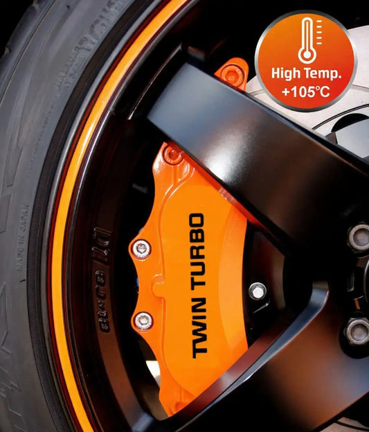 Twin Turbo brake caliper stickers, black, 6 pcs., glued to car calipers