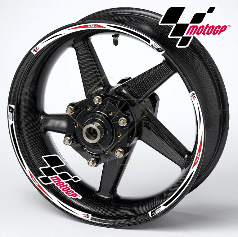 Universal R17 wheel decal kit – 16 stickers for 2 wheels, 10mm thick, glossy finish, mirrored graphics, fits BMW, Yamaha, Kawasaki 17" black wheels