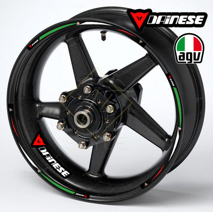 Universal R17 wheel decal kit – 16 stickers for 2 wheels, 10mm thick, glossy finish, mirrored graphics, fits BMW, Yamaha, Kawasaki 17" black wheels